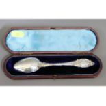 A cased 1880 Victorian London silver christening s
