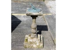 A bronze sun dial on reconstituted stone plinth, 3