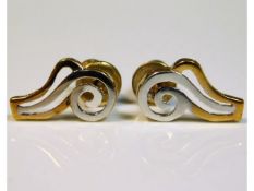 A pair of 9ct two colour gold earrings, 1.2g