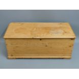A Victorian pine blanket box, 36.5in wide x 17.25i