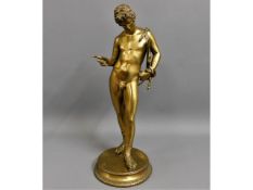 A 19thC. gilded bronze figure depicting Narcissus