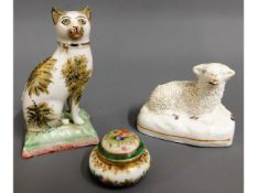 A 19thC. Staffordshire pottery cat twinned with a