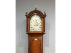 A late 18thC. George III oak cased William Paddon of Modbury, long case clock with silvered dial & b