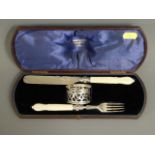 A cased silver christening set marriage: 1865 Shef