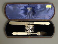 A cased silver christening set marriage: 1865 Shef