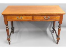An Edwardian mahogany hall table with two drawers,