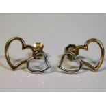 A pair of 9ct two colour gold earrings with articu