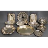 A large silver plated gallery tray & other silver