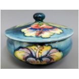 A floral Moorcroft pottery pot & cover, 5in wide x