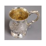 An 1873 Birmingham silver christening cup with gil