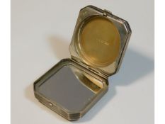 A 1930 art deco London silver cased compact with m