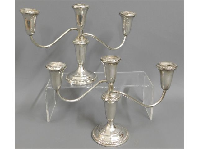 A pair of USA Empire sterling 0.925 silver candela