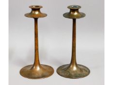 A pair of bronze Dryad Lester art & crafts candle