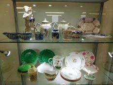 Contents of two shelves: Mixed ceramics including