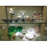 Contents of two shelves: Mixed ceramics including