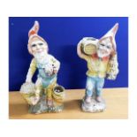 A pair of garden gnomes, some faults & wear, 23.5i
