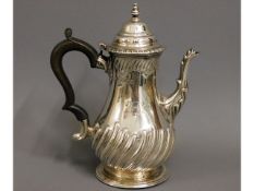 An 1892 Victorian London silver chocolate pot by Charles Stuart Harris, 6.5in tall, 303.8g inclusive