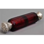 A 19thC. silver mounted double ended ruby glass sc