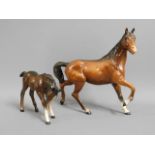A Beswick horse & a foal, tallest 8.5in tall