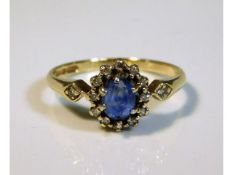 A 9ct gold sapphire & diamond ring, size L/M, 1.8g