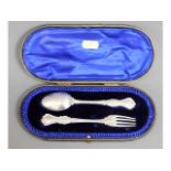 A cased 1908 Edwardian Sheffield silver christenin