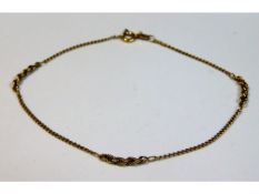 A 9ct gold bracelet, 1.6g, 8in long