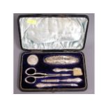 A cased 1906 Edwardian Birmingham silver manicure