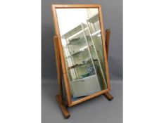 A late Victorian pitch pine cheval mirror 59.25in