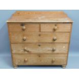 A mid Victorian pitch pine chest of drawers, 38.25