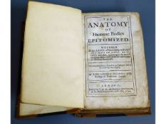 Book: 1694 edition of the Anatomy of Human Bodies Epitomised by Thomas Gibson, front cover detached