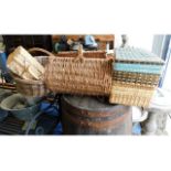 A wicker log carrier & other rattan/cane type item