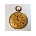 An 18ct gold pocket watch, 35mm wide, 30.3g, with