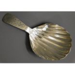 A London 1788 George III silver shell shaped caddy