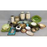 A quantity of 36 mostly studio pottery items, tall