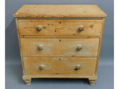 A Victorian pine chest of drawers, 36in high x 35i