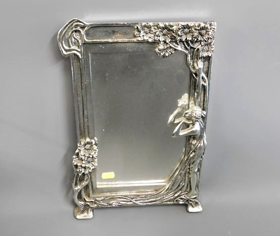 A figurative art nouveau styled wall mirror, 15.75