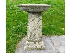 A reconstituted stone, three piece bird bath, 25in