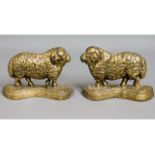 A pair of Victorian solid brass bookends as sheep,
