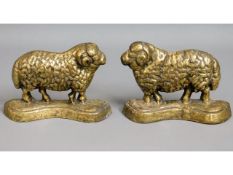 A pair of Victorian solid brass bookends as sheep,