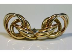 A pair of 9ct (tested) rose, white & yellow gold e