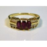 A 14ct gold ring set with diamond & ruby, size N,