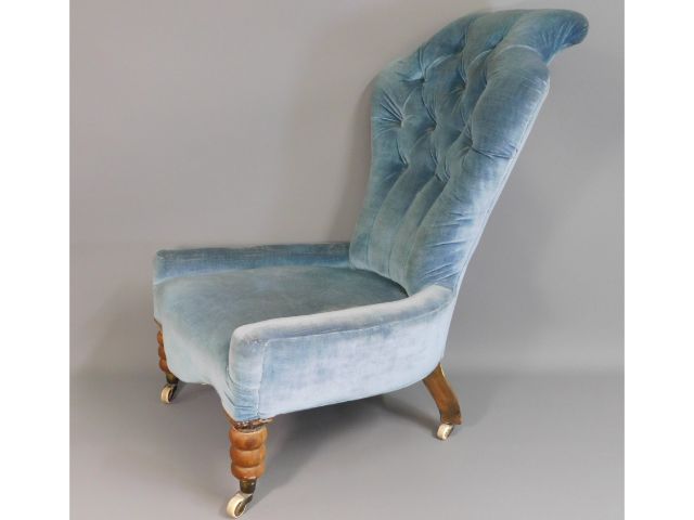 An upholstered Victorian nursing chair, 35.5in hig