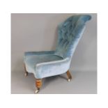 An upholstered Victorian nursing chair, 35.5in hig