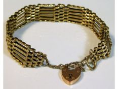 A 9ct gold five bar gate bracelet, 26g