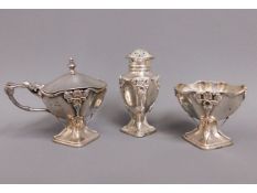 A Sheffield 1906 three piece silver arts & crafts