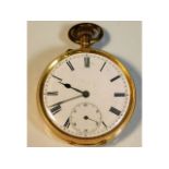 An antique, top wind 14ct gold gents pocket watch,