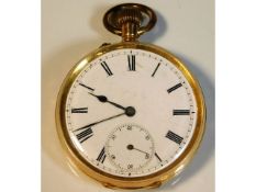 An antique, top wind 14ct gold gents pocket watch,