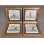 Four gilt framed limited edition prints of sailboa