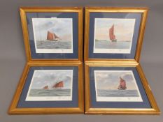 Four gilt framed limited edition prints of sailboa