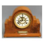 A decorative wooden mantle clock, 10.25in high, pr